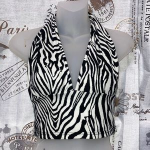 Zebra Print Halter Top